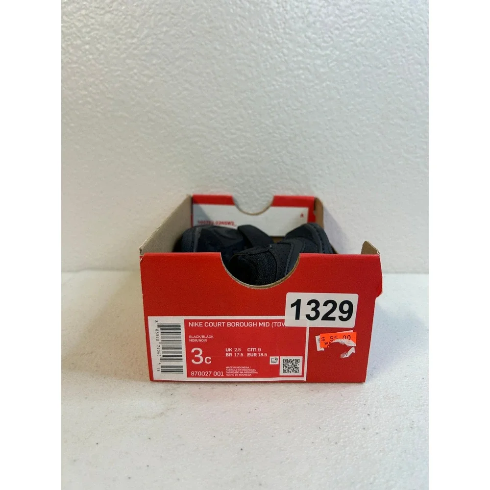 Nike Court Borough Mid TDV Black Toddler Sneakers Size 3C #1329